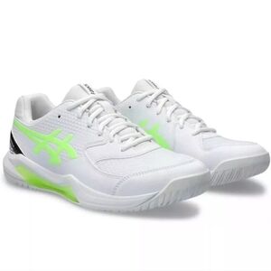 Asics Gel Dedicate 8 Pickleball Mens Size 14 Shoes White/Lime Burst 1041A409-101